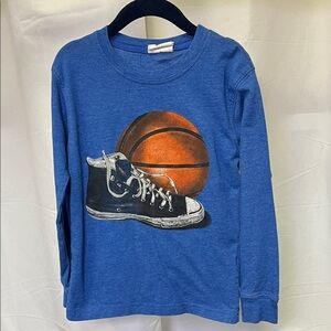Wes and Willy boys Long Sleeve Blue Shirt with Basketball Graphic 4T